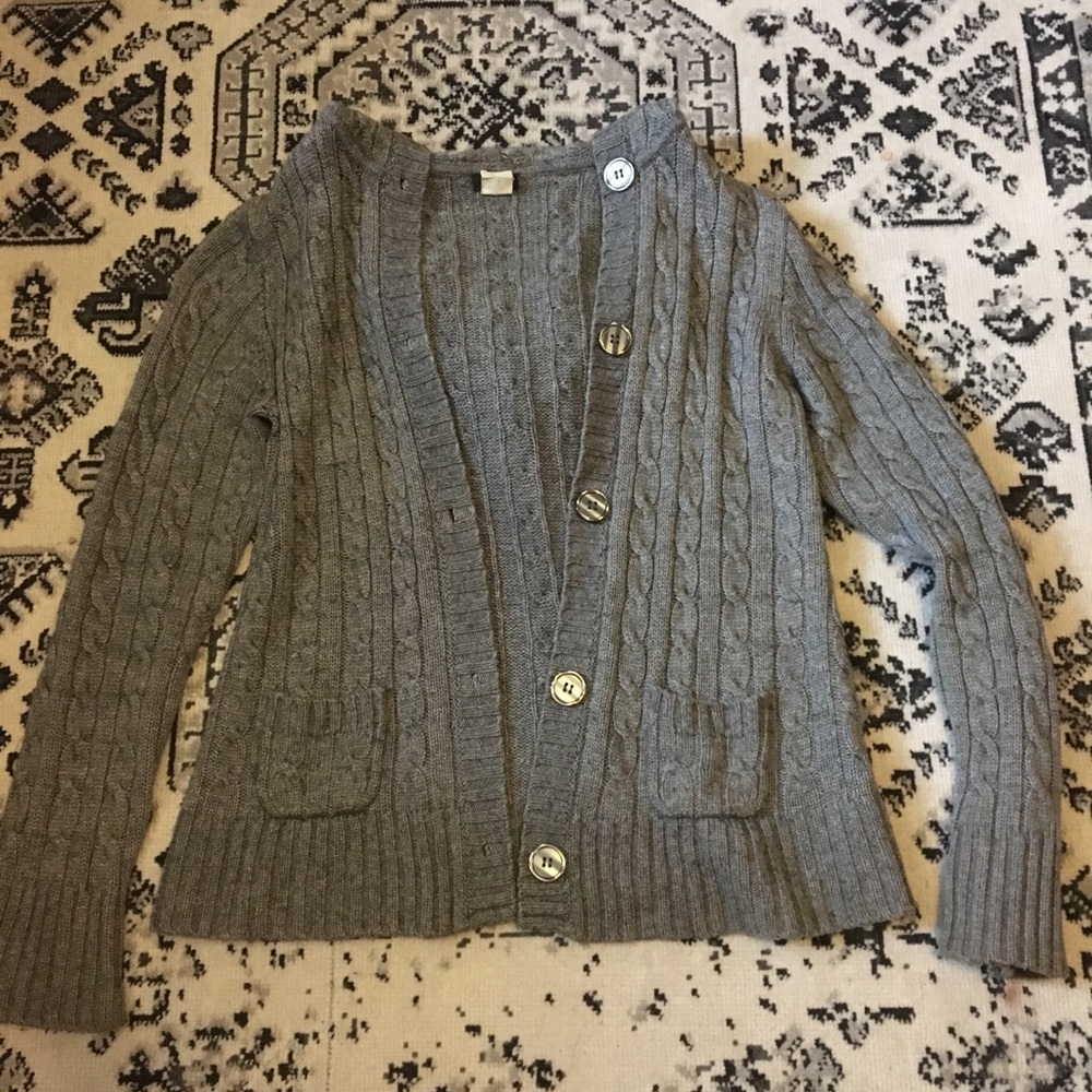 J. Crew Factory Hooded cable knit cardigan